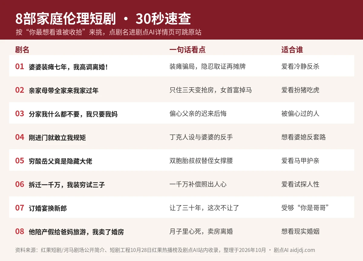 8部家庭伦理短剧速查表