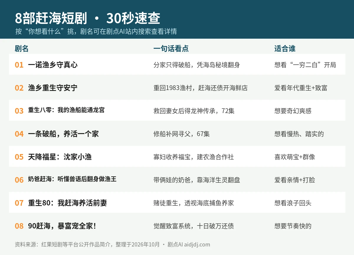 8部赶海短剧速查表