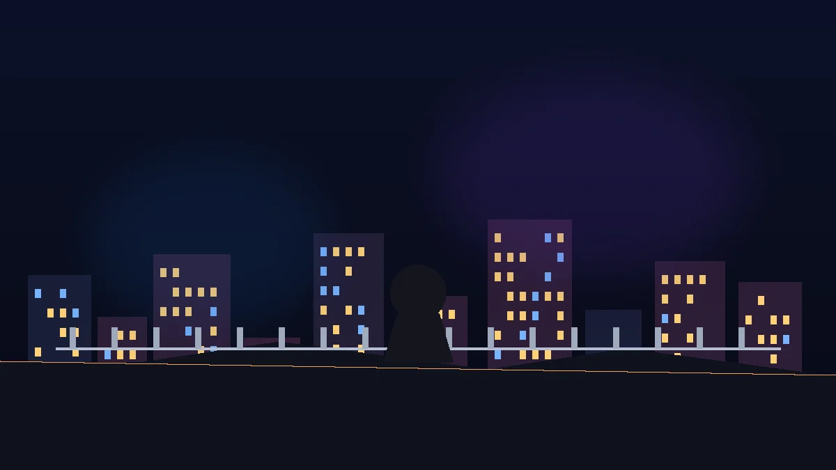 夜色都市天台剪影与远处霓虹